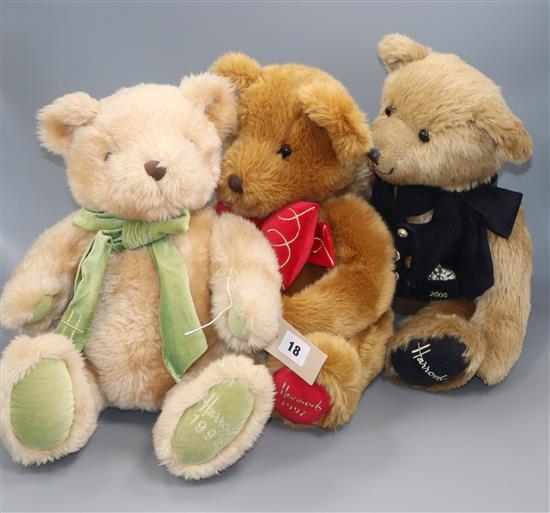 Three Harrods bears, 1995, 1997 and Millennium